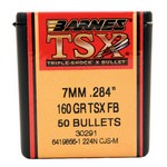 Barnes Bullets 30291 284 Caliber/7mm Bullets Triple-Shock X, 160 Grains, Hollow Point Flat Base (HPFB) Lead-Free, Per 50