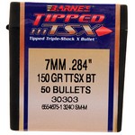 Barnes Bullets 30303 284 Caliber/7mm Bullets Tipped Triple-Shock X, 150 Grains, Spitzer Boat Tail (SBT) Lead-Free, Per 50
