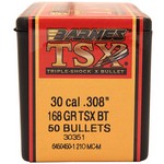 Barnes Bullets 30351 30 Caliber Bullets Triple-Shock X, 168 Grains, Hollow Point Boat Tail (HPBT) Lead-Free, Per 50
