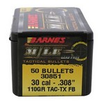 Barnes Bullets 30358 30 Caliber Bullets Tipped TAC-TX, 110 Grains, Flat Base Lead-Free (FBLF), Per 50