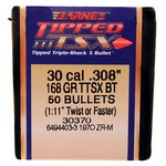 Barnes Bullets 30370 30 Caliber Bullets Tipped Triple-Shock X, 168 Grains, Spitzer Boat Tail (SBT) Lead-Free, Per 50