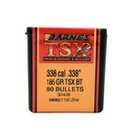 Barnes Bullets 30408 338 Caliber Bullets Triple-Shock X, 185 Grains, Hollow Point Boat Tail (HPBT) Lead-Free, Per 50