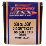 Barnes Bullets 30428 338 Caliber Bullets Tipped Triple-Shock X, 210 Grains, Spitzer Boat Tail (SBT) Lead-Free, Per 50