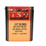 Barnes Bullets 30700 50 BMG Caliber Bullets Triple-Shock X, 647 Grains, Hollow Point Boat Tail (HPBT) Lead-Free, Per 20
