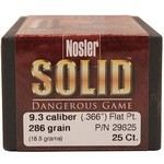 Nosler 29825 9.3mm Bullets Solid, 286 Grains, Flat Nose Lead-Free, Per 25