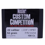 Nosler 53294 22 Caliber Bullets Custom Competition, 52 Grains, Hollow Point Boat Tail, Per 100