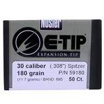 Nosler 59180 30 Caliber Bullets E-Tip, 180 Grains, Spitzer Boat Tail Lead Free, Per 50