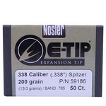 Nosler 59186 338 Caliber Bullets E-Tip, 200 Grains, Ballistic Tip Spitzer Boat Tail Lead-Free, Per 50