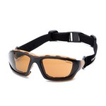 Pyramex Safety Products CHB418DTP Carhartt Carthage Safety Glasses Sandstone Bronze Anti-Fog Lens with Black/Tan Frame