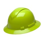 Pyramex Safety Products HP54131 Ridgeline Full Brim Hard Hat 4 Point Ratchet, Hi Vis Green
