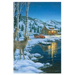 Rivers Edge Products 1783 LED Wall Art Cabin with Deer, Size 24