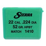 Sierra Bullets 1410 22 Caliber MatchKing, 52 Grains, Hollow Point Boat Tail, Per 100