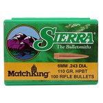 Sierra Bullets 1575 6mm/243 Caliber MatchKing, 110 Grain s, Hollow Point Boat Tail, Per 100