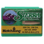 Sierra Bullets 2650 338 Caliber MatchKing, 250 Grains, Hollow Point Boat Tail Match, Per 50