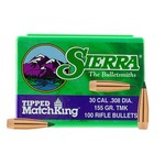 Sierra Bullets 7755 30 Caliber Tipped MatchKing Bullets, 155 Grains, Polymer Tip Boat Tail, Per 100