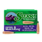 Sierra Bullets 7768 30 Caliber Tipped MatchKing Bullets, 168 Grains, Polymer Tip Boat Tail, Per 100