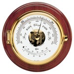 BARIGO Captain Series Barometer / Thermometer - Brass & Mahogany - 6