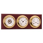 BARIGO Weather Station w/Ship's Barometer, Comfortmeter & Quartz Ship Clock - Brass & Mahogany - 3.3