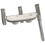 Tigress Offset Triple Rod Holder w/Cup Holders - Port Side - Polished Aluminum