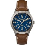 Timex Expedition&reg; Mid-Size Leather Watch - Blue Dial