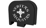 Bastion Slide Back Plate, Veritas Aequitas, Black and White, Fits Glock 43 BASGL-043-BW-VRITAS