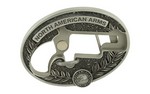North American Arms Long Rifle Ova Ornate Belt Buckle, For 1 1/8 Long Rifle only, Secure Clip Release, Fits Belts 1