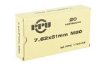 Prvi Partizan Rifle, 762NATO, 145 Grain, Full Metal Jacket Boat Tail, Non-Magnetic Projectile, M80, 20 Round Box PPN762