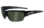 Wiley X Saint, Sunglasses, Small to Medium Head Size, Gloss Black Frame, Polarized Smoke Green Lens, ANSI Approved CHSAI04