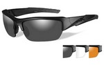 Wiley X Valor, Sunglasses, Small to Large Head Size, Matte Frame, Smoke Grey Lens, Clear Lens, Light Rust Lens, ANSI Approved, 3 Lens Package CHVAL06