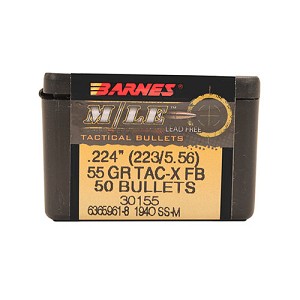 Barnes Bullets 30155 223 Caliber/5.56mm Bullets TAC-X, 55 Grains, Hollow Point Flat Base (HPFB) Lead-Free, Per 50