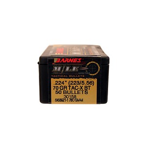 Barnes Bullets 30158 223 Caliber/5.56mm Bullets TAC-X, 70 Grains, Hollow Point Boat Tail (HPBT) Lead-Free, Per 50