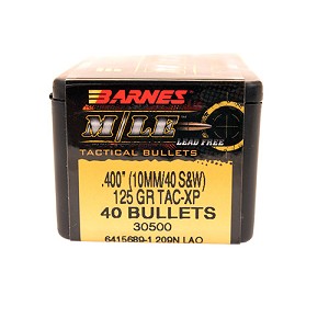 Barnes Bullets 30500 10mm Auto/40 Smith & Wesson Bullets TAC-XP, 125 Grains, Hollow Point (HP) Lead-Free, Per 40