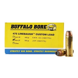 Buffalo Bore Ammunition 2F/50 475 Linebaugh TM 350 Grains, Jackted Hollow Point JHP, (Per 20)