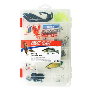Eagle Claw TK-BASS1 Bass Tackle Kit 55 Pieces 