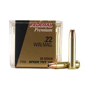 Federal Cartridge P765 22 Winchester Magnum Premium V-Shok, 30 Grains, Speer TNT Jacketed Hollow Point, Per 50