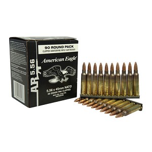 Federal Cartridge XM193AF90 5.56x45mm NATO American Eagle, 55 Grains, Full Metal Jacket Boat Tail, Per 90 (Stripper Clip)