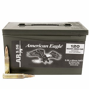 Federal Cartridge XM193LPC120 5.56x45mm NATO American Eagle, 55 Grains, Full Metal Jacket Boat Tail, Per 120 (Ammo Can)
