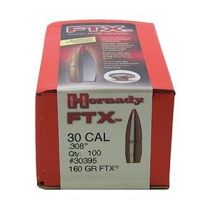Hornady 30395 .30 Caliber (0.308" Diameter) Bullets .30-30 Winchester, FTX, 160 Grains, Polymer Tip Boat Tail (BT), Per 100