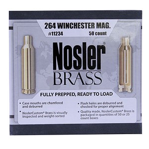 Nosler 11234 Custom Reloading Brass 264 Winchester Magnum, Per 50