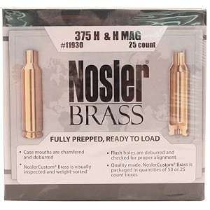 Nosler 11930 Custom Reloading Brass 375 H&H Magnum, Per 25