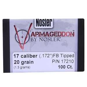 Nosler 17210 17 Caliber Bullets Varmageddon, 20 Grains, Tipped Flat Base, Per 100