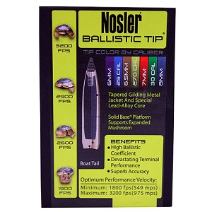 Nosler 24090 6mm Bullets Ballistic Tip Hunting, 90 Grains, Spitzer, Per 50