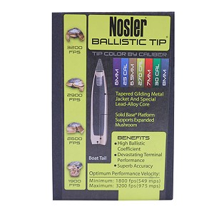 Nosler 26100 6.5mm Bullets Ballistic Tip Hunting, 100 Grains, Spitzer, Per 50