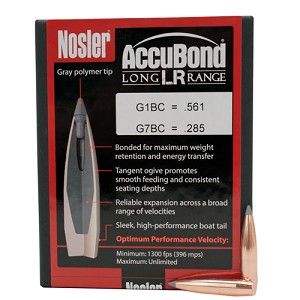 Nosler 58943 6.5mm Bullets AccuBond Long Range, 129 Grains, Spitzer Point, Per 100