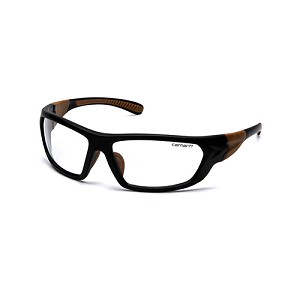 Pyramex Safety Products CHB210DT Carhartt Carbondale Safety Glasses Clear Anti-Fog Lens with Black/Tan Frame
