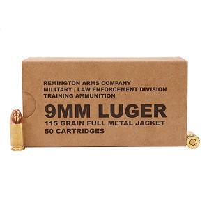 Remington REMB9MM3 9mm Luger, 115 Grains, Full Metal Jacket, Per 50 