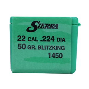 Sierra Bullets 1450 22 Caliber BlitzKing, 50 Grains, Boat Tail, Per 100