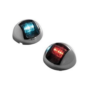 Attwood 3500 Series 1-Mile LED Vertical Mount, Bi-Color Red/Green Combo Sidelight - Pair - 12V - Stainless Steel Housing