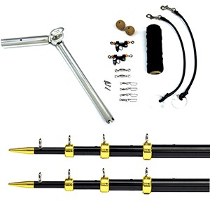 Tigress Rod Holder Outrigger Telescoping System - 1-5/8" Shaft O.D. - 1-1/8" Holder I.D. - Black/Gold
