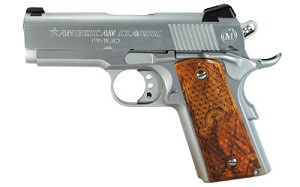 American Classic 1911, Officers, 45ACP, 3.5" Barrel, Chrome Finish, Plastic Grips, Fixed Sights, 1 Magazine, 7 Rounds ACA45C